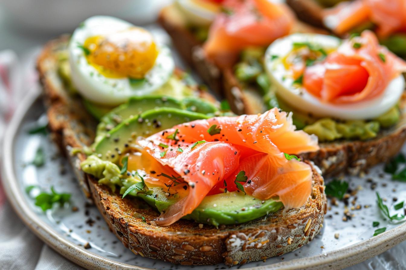 Recette facile de toast avocat, saumon fumé et oeuf mollet en 10 min