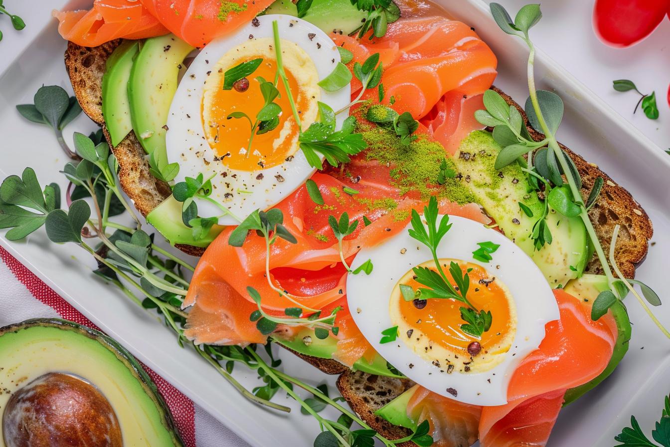 Recette facile de toast avocat, saumon fumé et oeuf mollet en 10 min