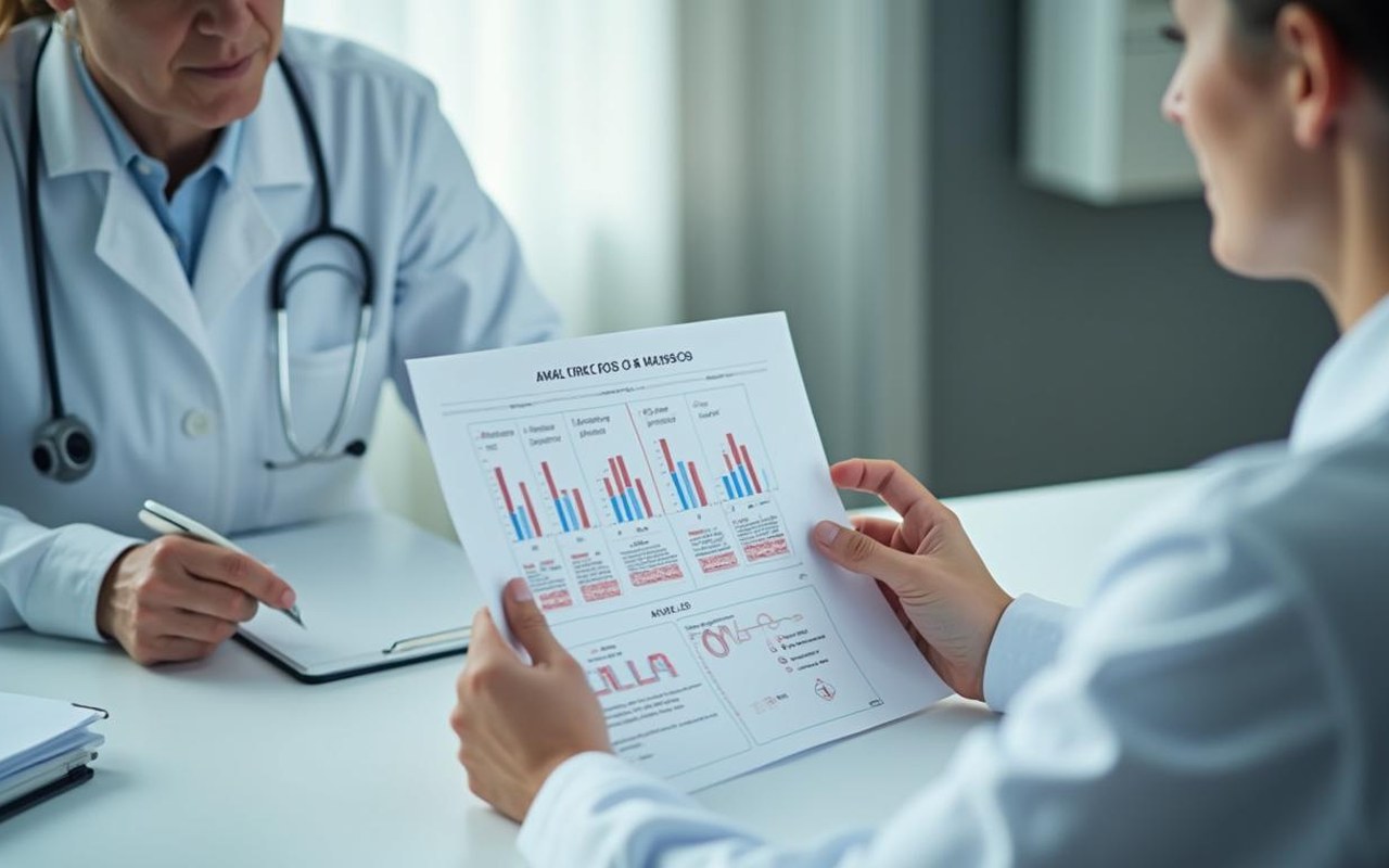 Professionnel de santé examinant des résultats de tests sanguins sur les niveaux d'ALAT.