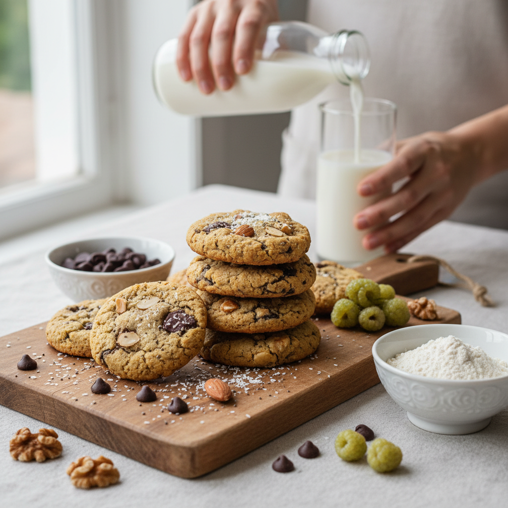 Illustration réaliste sur Cookies protéinés keto : des collations gourmandes sans sortir de cétose