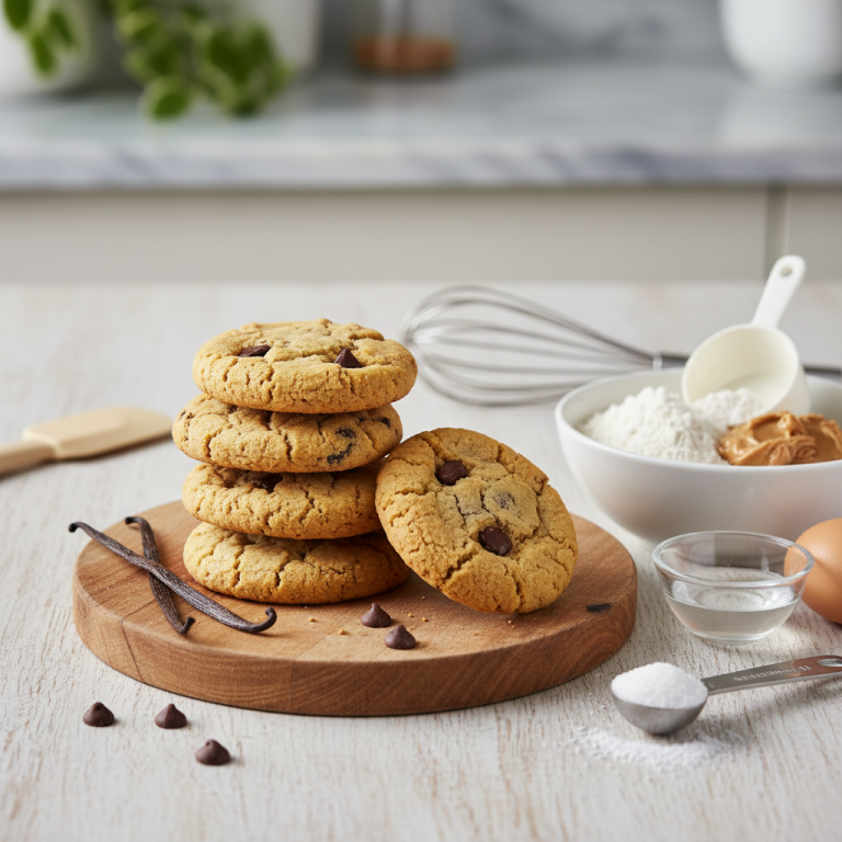 Illustration réaliste sur Cookies protéinés cétogènes : une collation moelleuse et faible en glucides