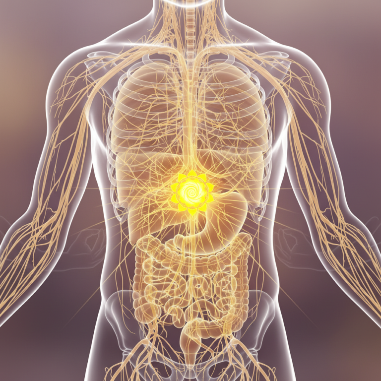 Illustration réaliste sur Le plexus solaire : nerfs, chakra et équilibre énergétique